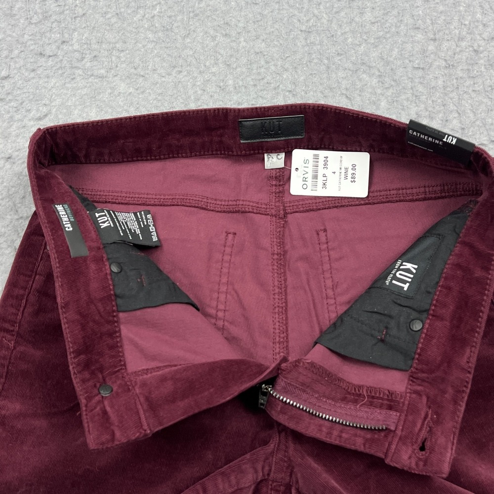NEW Kut from the Kloth Pants Womens 4 Wine Red Catherine Boyfriend Corduroy Jean - Picture 3 of 12